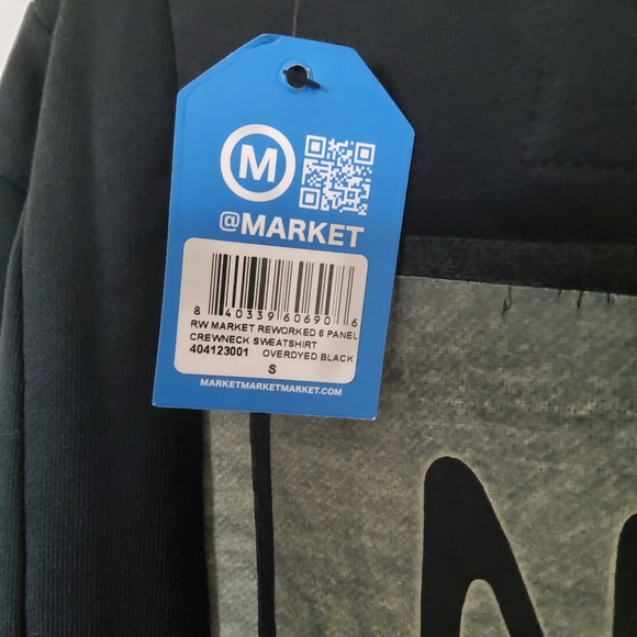 MARKET Reworked 6 Panel Crewneck Sweatshirt- Overdyed Black {NWT}- 1 of a kind - Picture 5 of 6